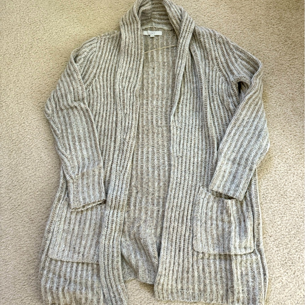 LOFT - Chunky open cardigan - oatmeal colored - size M